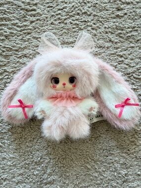 Liila Rainbow Candy Bunny Light Pink plush doll keychain